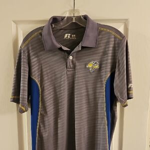 Russell Athletic Gray and Blue Performance Polo